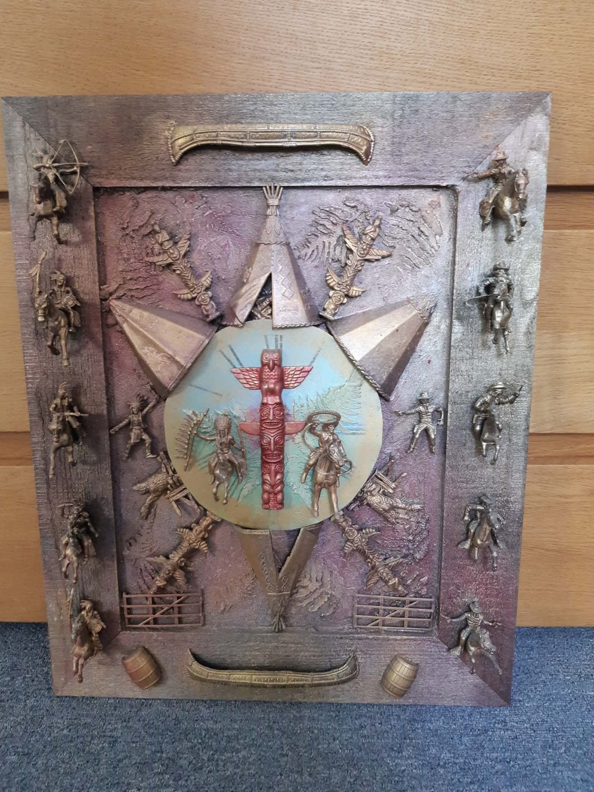 3D schilderij cowboys en indianen, Ophalen, Zo goed als nieuw, Wanddecoratie