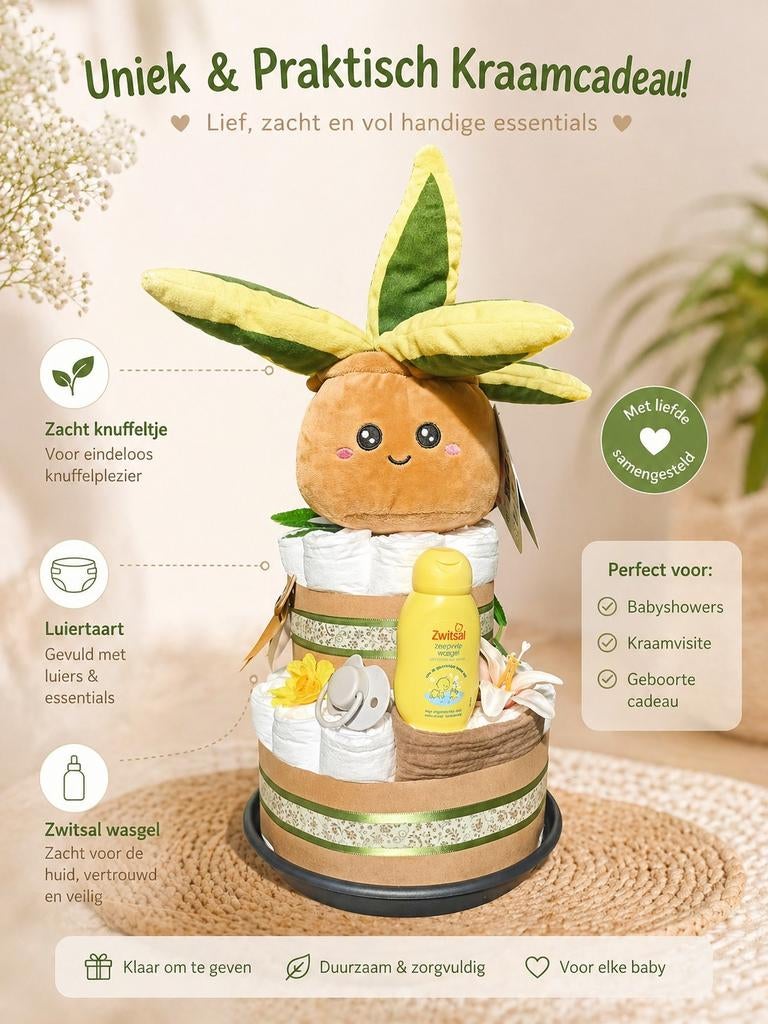 Unieke Luiertaart  Kraamcadeau met Knuffel & Zwitsal, Ophalen of Verzenden, Nieuw, Kraamcadeau