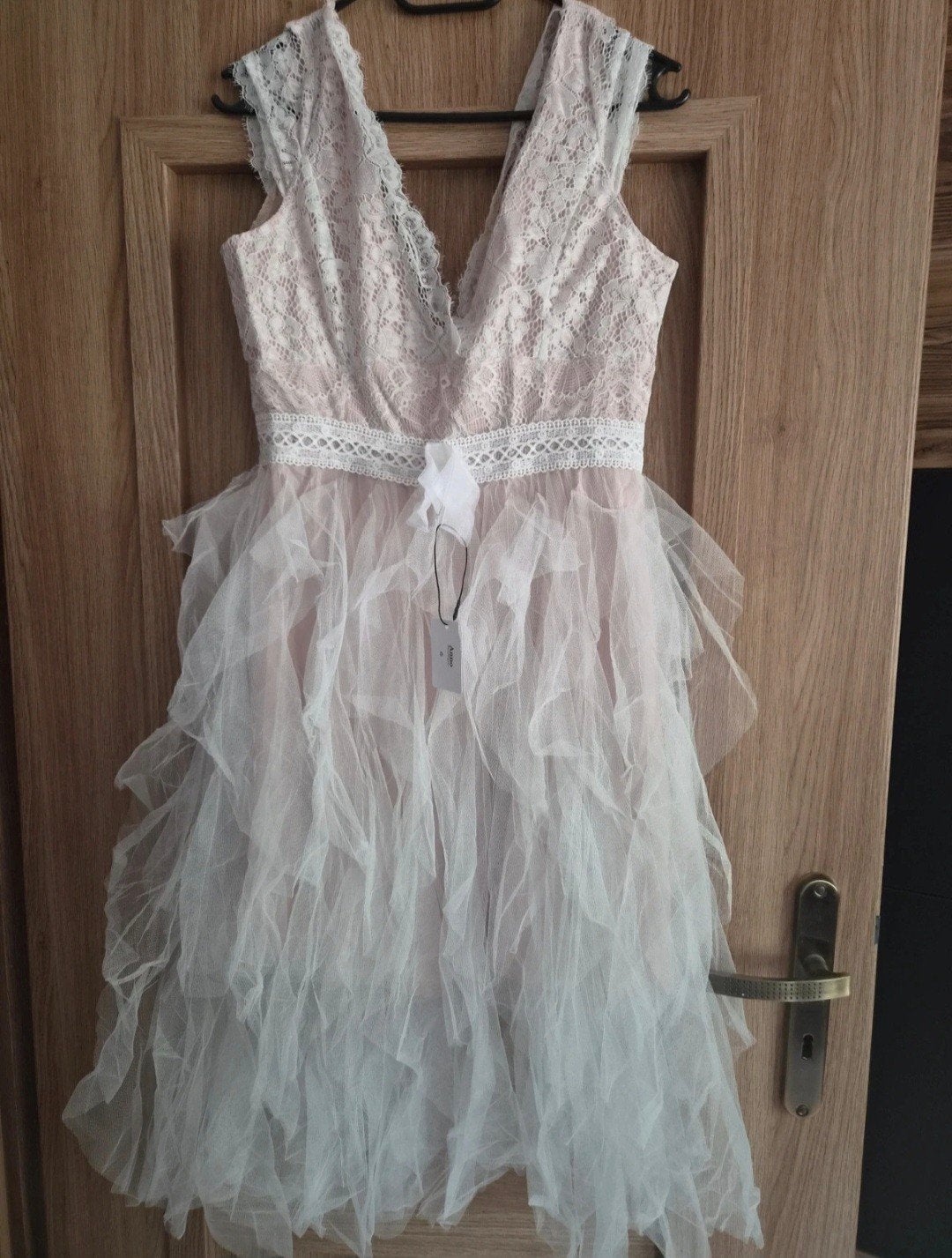 Anno Boutique Roze Kanten Jurk met Tule Rok Maat M, Maat 38/40 (M), Ophalen of Verzenden, Zo goed als nieuw, Knielengte