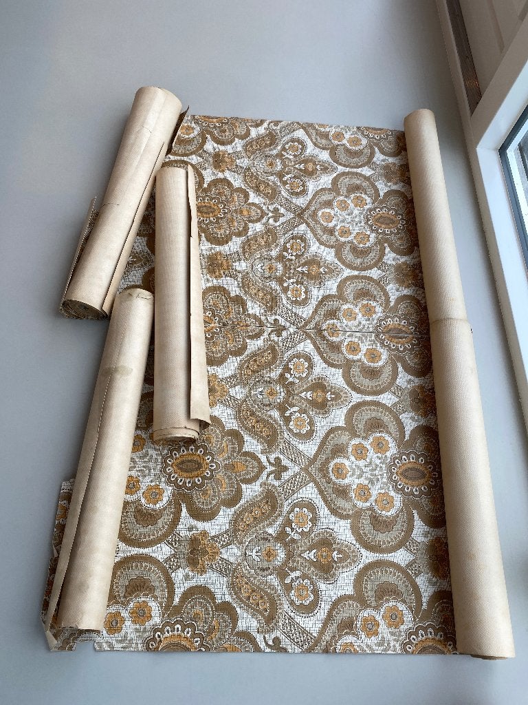 Retro behang, oud behang, Ophalen, Beige, Bloemen, Overige merken