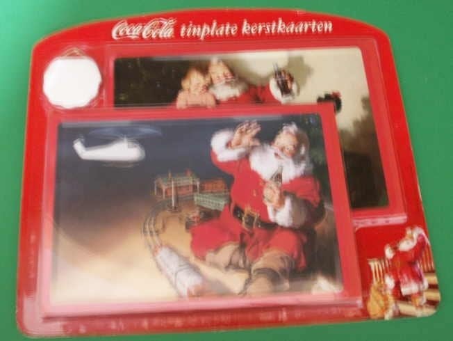 Coca-Cola set:4 verschillende metalen Coca Cola kerstkaarten, Ophalen of Verzenden, Nieuw, Gebruiksvoorwerp