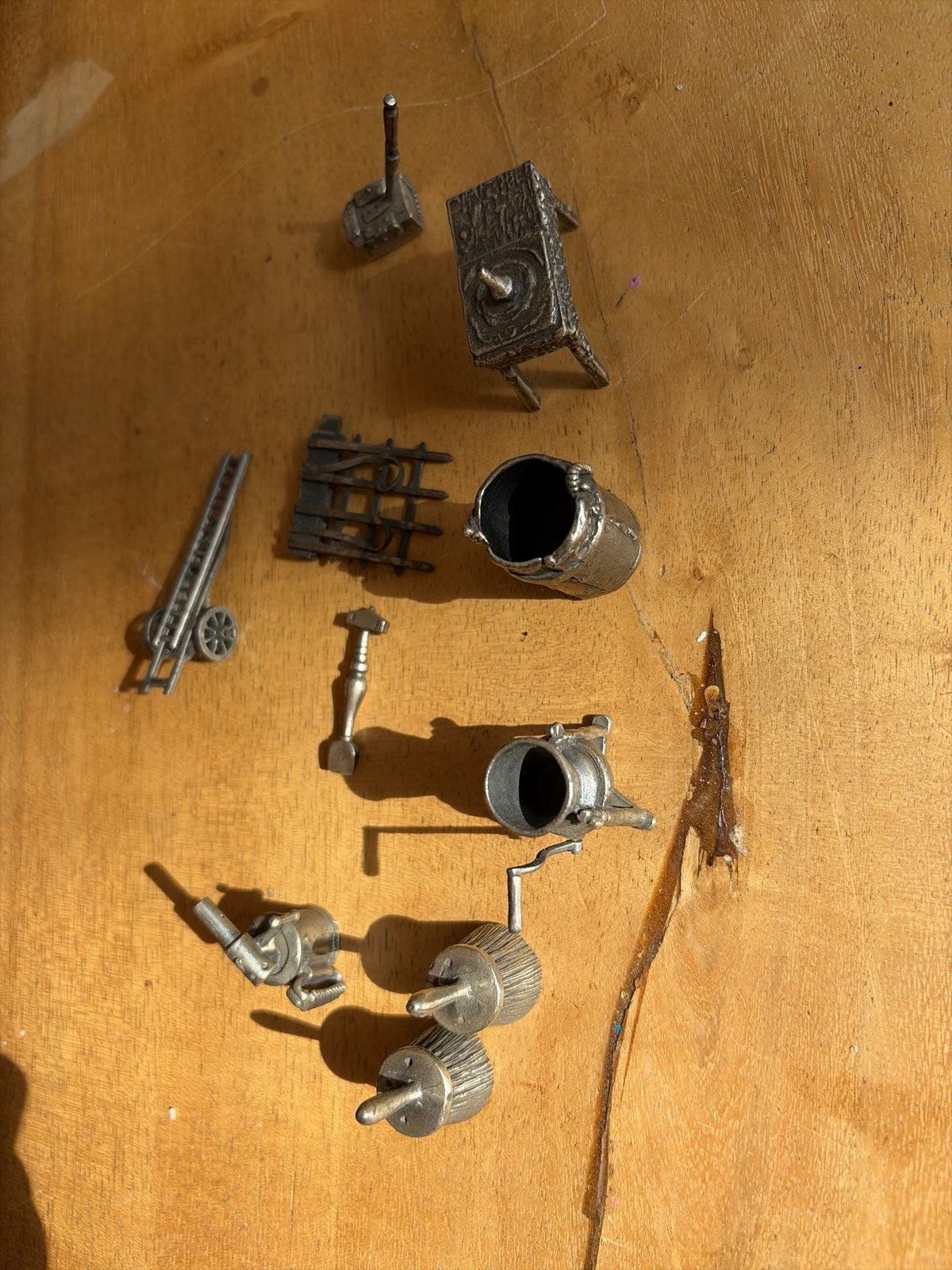 Verzameling van 11 miniatuur sterling zilveren voorwerpen, Antiek en Kunst, Ophalen of Verzenden