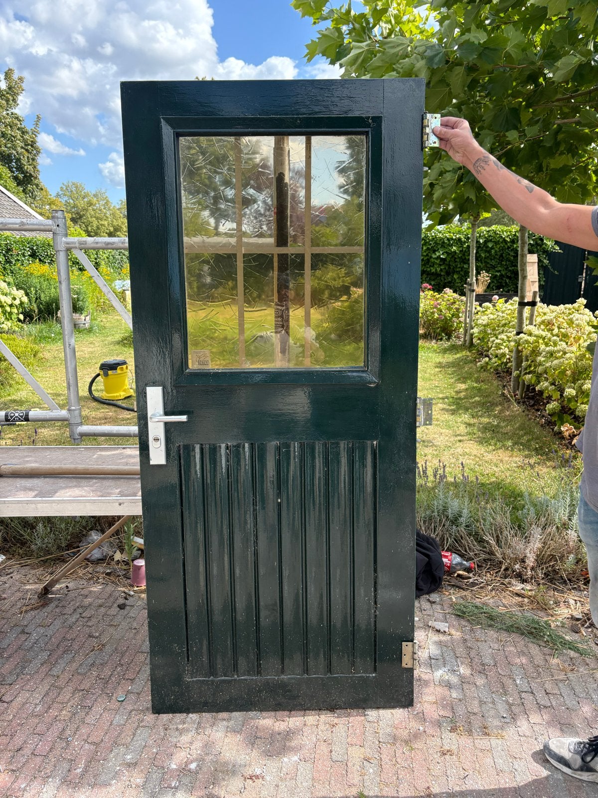 Buitendeur Hardhout 88,5x201x4 cm (excl. slotplaat), Ophalen, Gebruikt, 80 tot 100 cm, Buitendeur