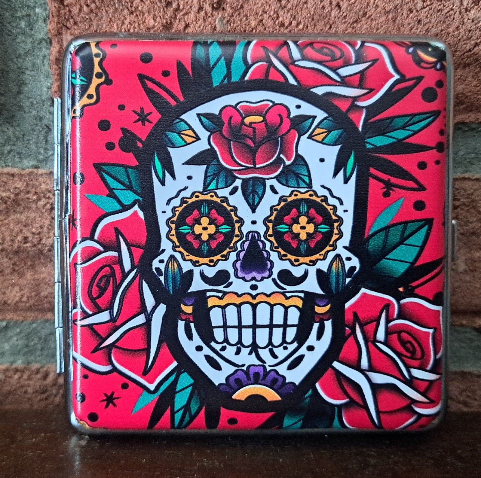 Champ sigarettenkoker skulls & flower - 20 sigaretten - rood, Ophalen of Verzenden, Nieuw, Overige typen
