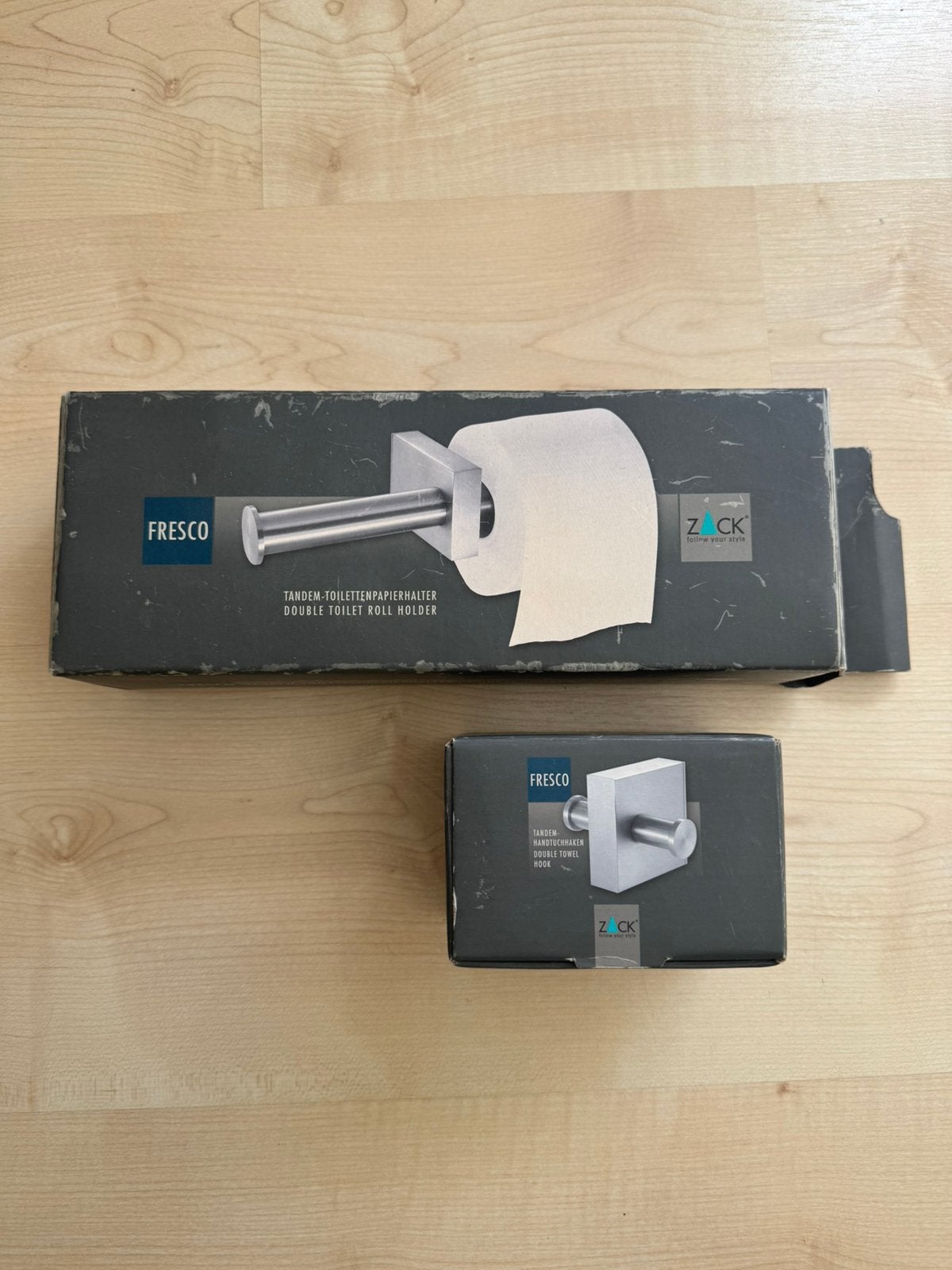Zack Fresco dubbele wc-rolhouder en handdoekhaak. Nieuw., Toilet-accessoire, Overige merken, Nieuw, Ophalen of Verzenden