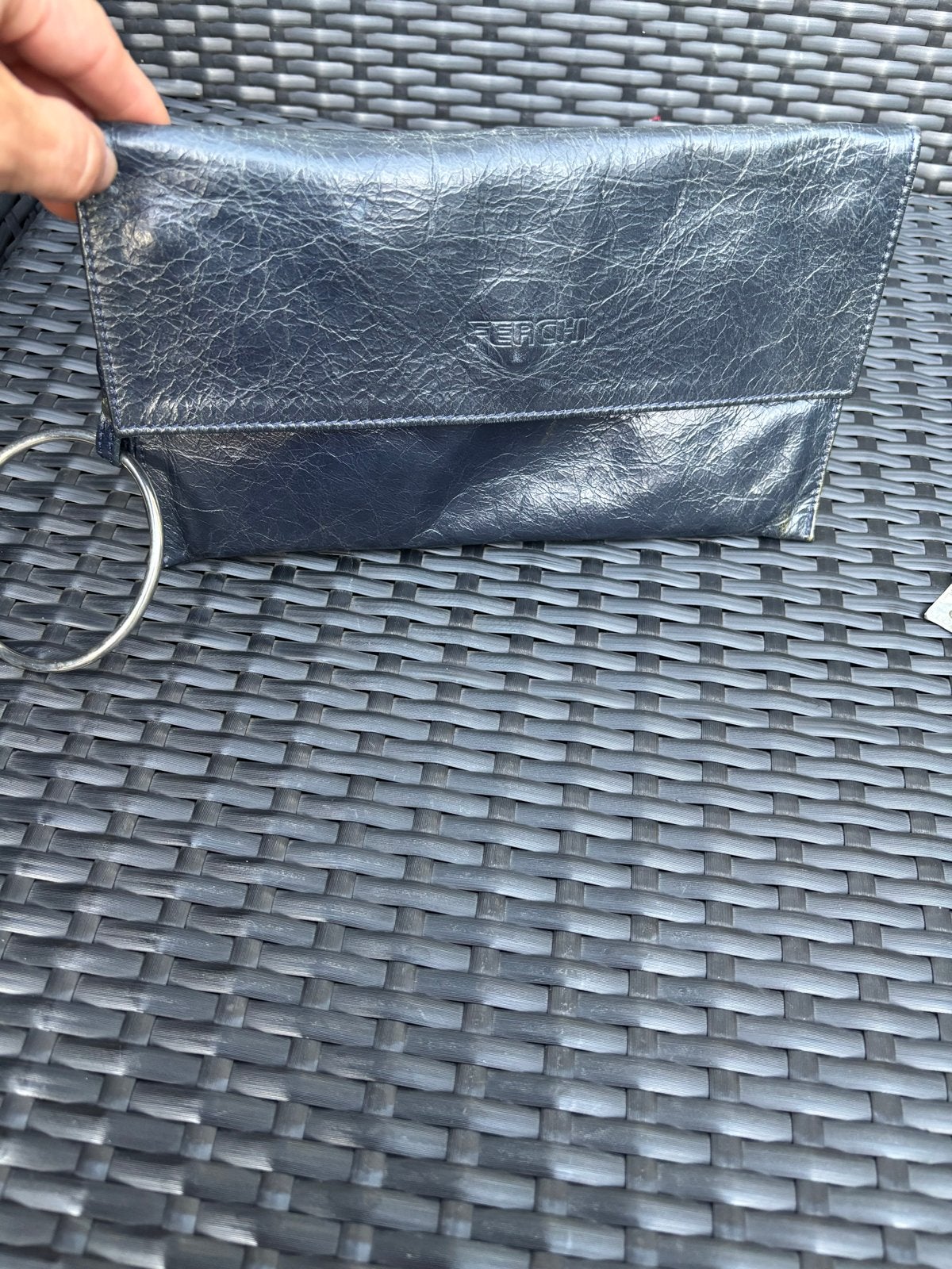Ferchi Leren Clutch - Made in Spain, Verzenden, Gebruikt, Zwart, Avondtasje