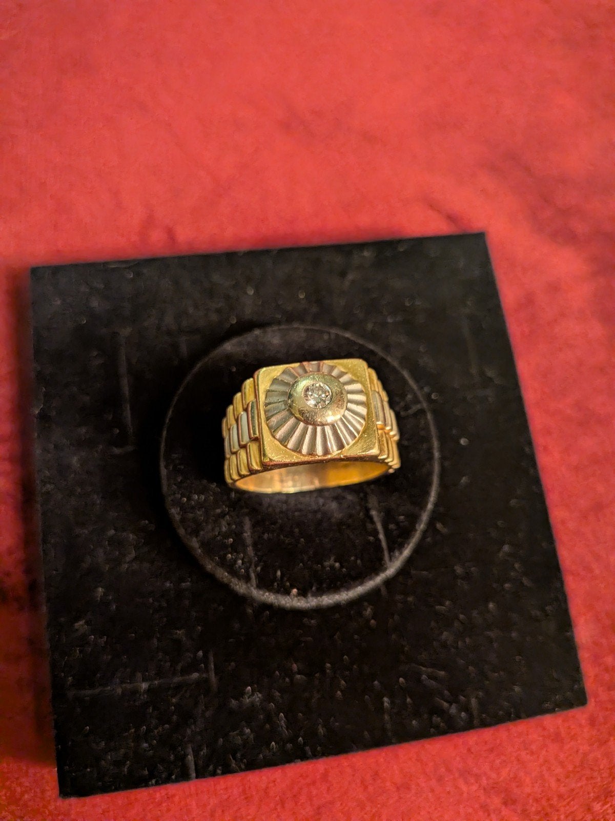 18k Bicolor Gouden Ring met Briljante Diamant, Gebruikt, 20 of groter, Heer, Ophalen of Verzenden