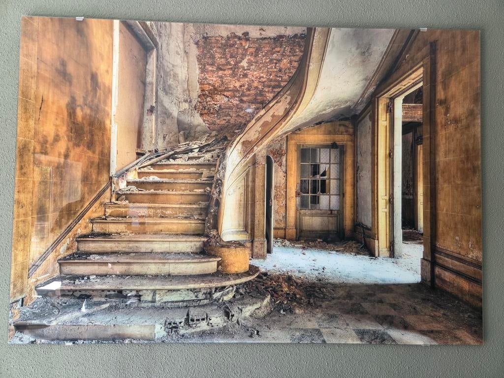 Glas Schilderij 160 x 100 cm - Industrieel Design, Ophalen, 125 cm of meer, Zo goed als nieuw, Schilderij