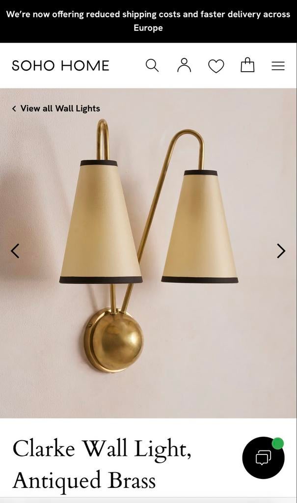 Clarke Wandlamp Soho Home, Ophalen, Nieuw