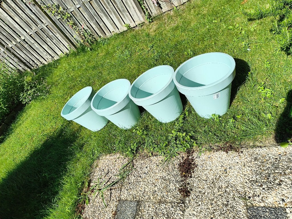 Bloempot 50 diameter ecken & kanten mintgroen, Ophalen, Kunststof, Rond, Zo goed als nieuw