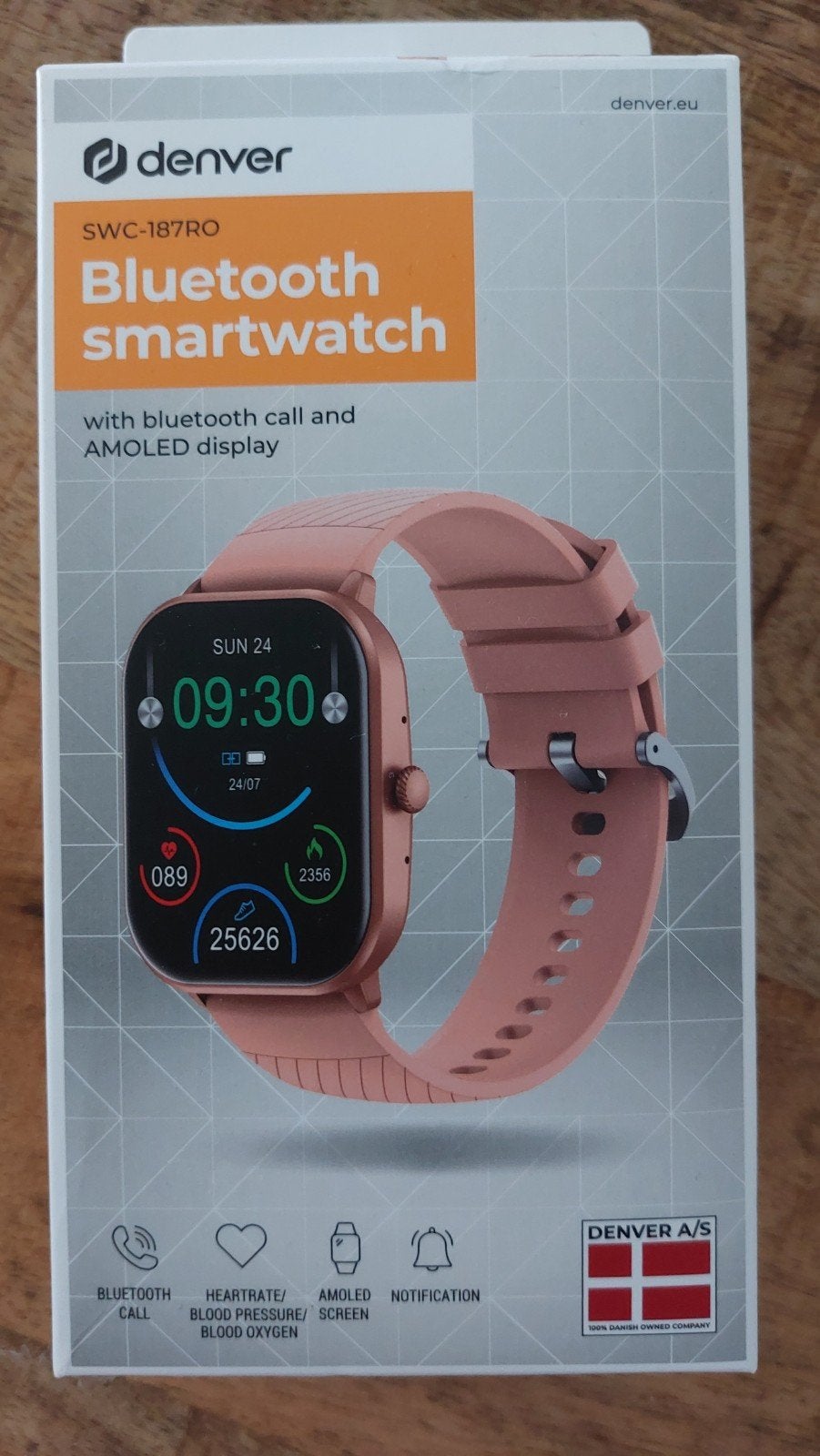 Denver SWC-187RO Bluetooth Smartwatch met AMOLED Display, Nieuw, Ophalen of Verzenden, Roze, Stappen