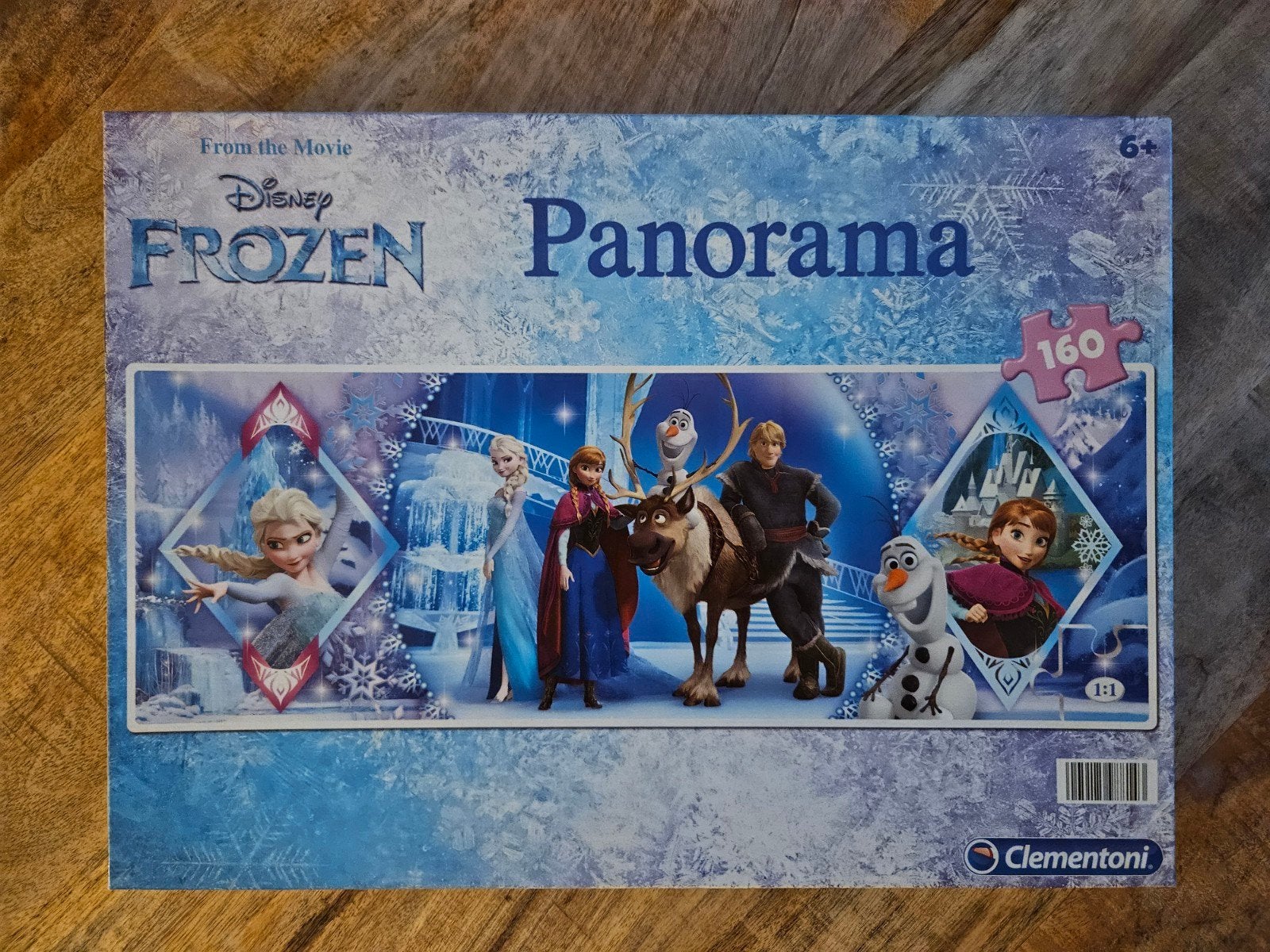 Disney Frozen panorama puzzel 160 stuks compleet zie foto 2, Ophalen of Verzenden, Meer dan 50 stukjes, Zo goed als nieuw, 6 jaar of ouder