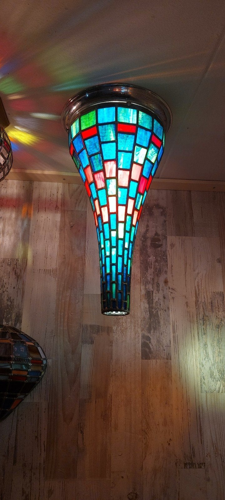 Glas in lood lamp., Huis en Inrichting, Lampen | Hanglampen, Ophalen of Verzenden