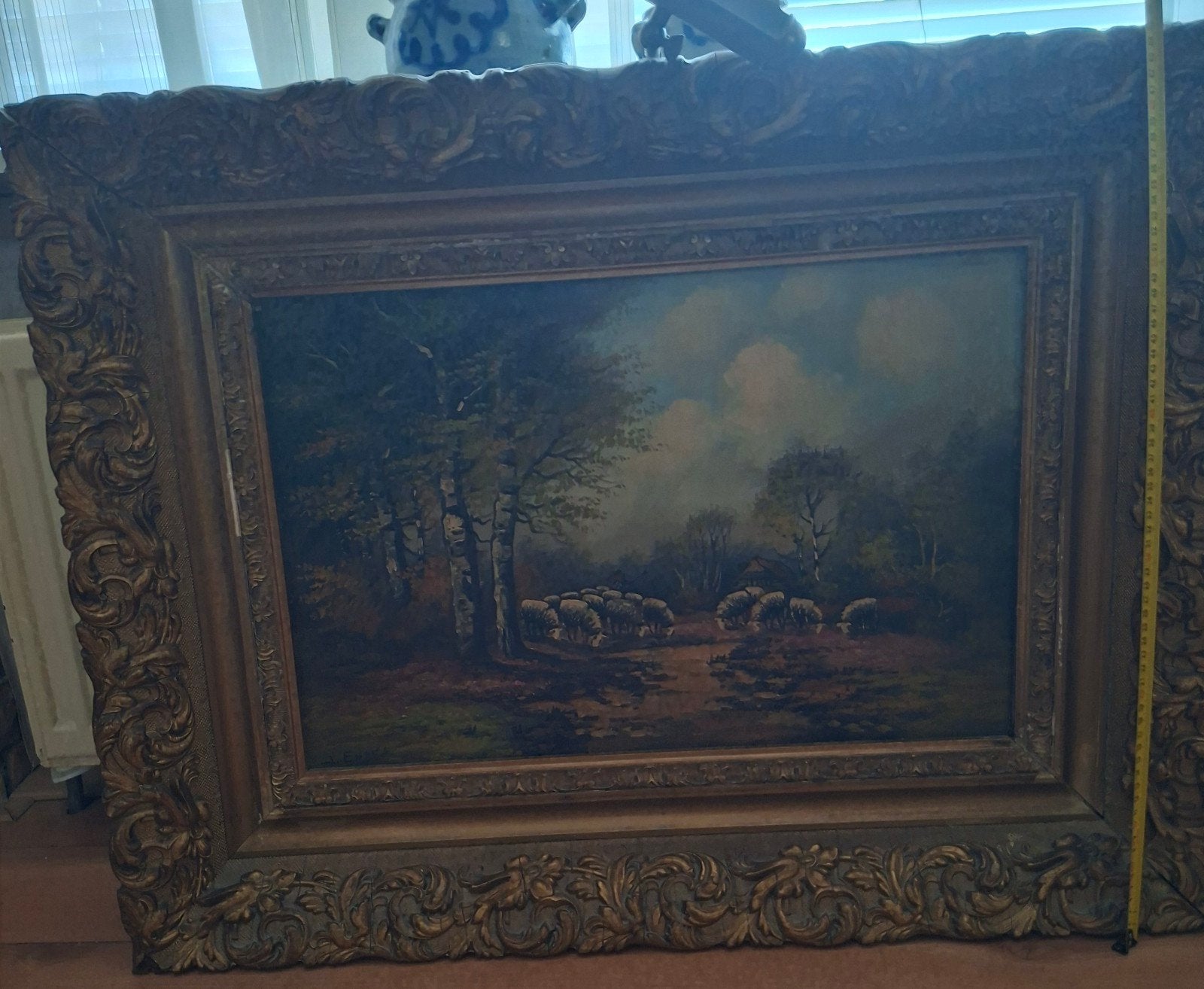Klassiek landschap met schapen en berkenbomen, Antiek en Kunst, Ophalen