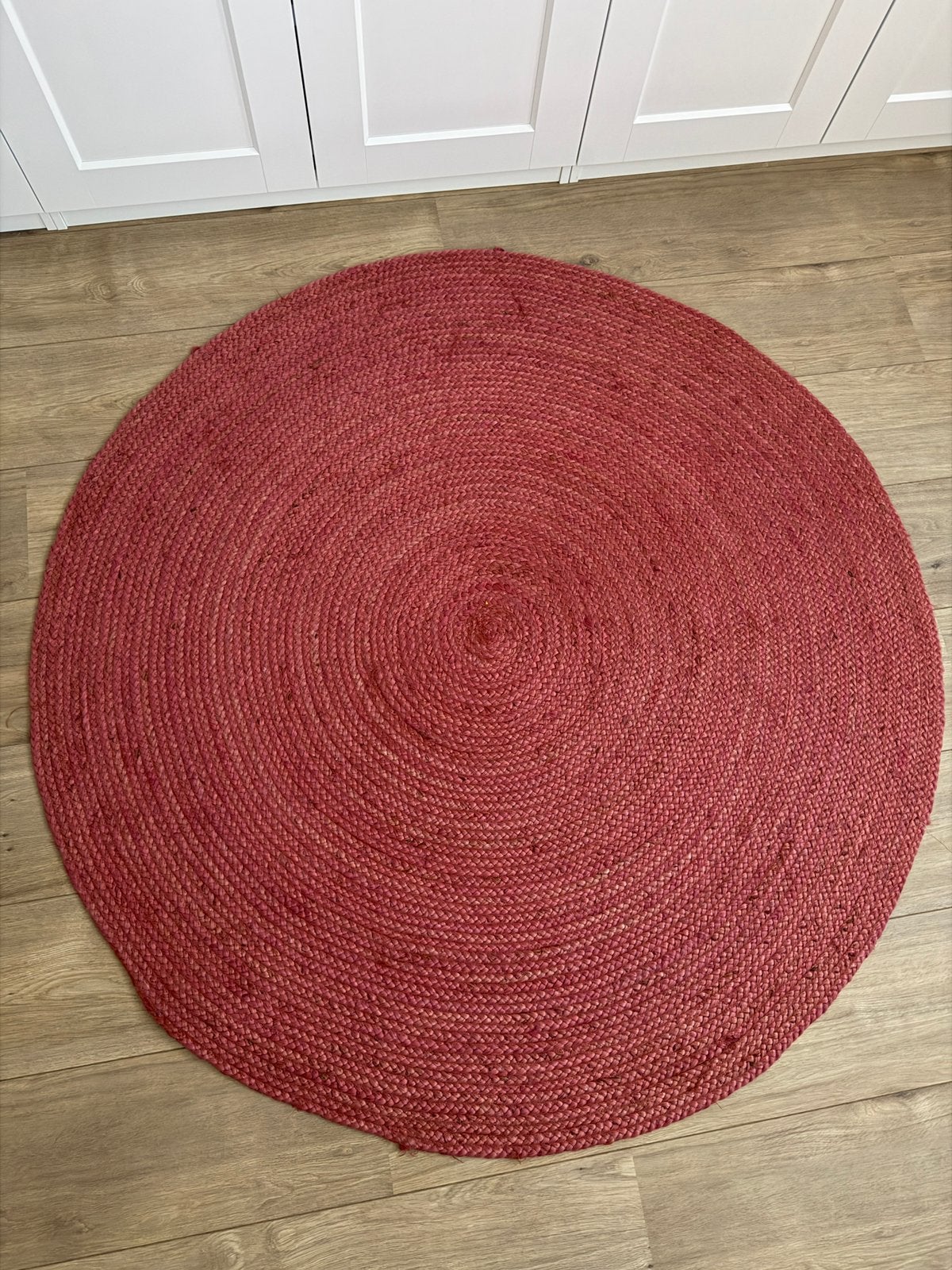 Rocaflor Jute vloerkleed roze 150 cm, Huis en Inrichting, Ophalen, Gebruikt, Rond, Jute