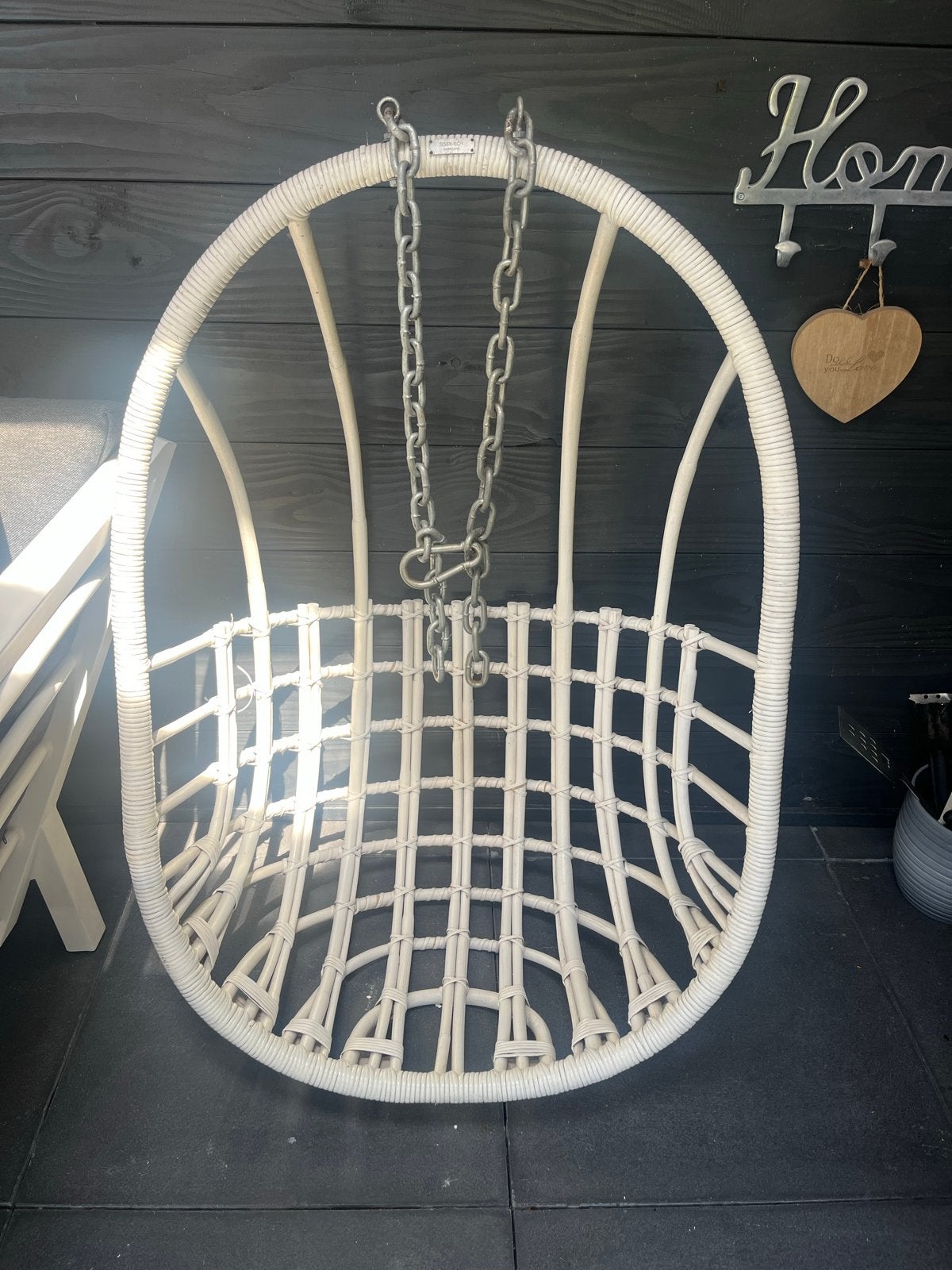Witte hangstoel voor binnen of buiten, Tuin en Terras, Ophalen, Gebruikt, Wicker