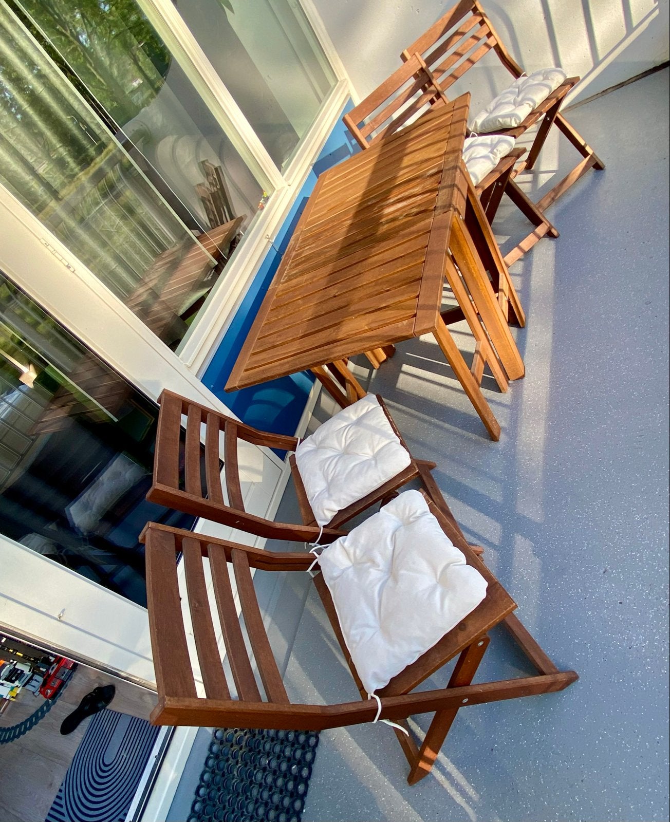 IKEA Äpplarö inklapbare tuinset + 4 nieuwe kussen, Tuin en Terras, Ophalen, 4 zitplaatsen, Gebruikt, Eettafel