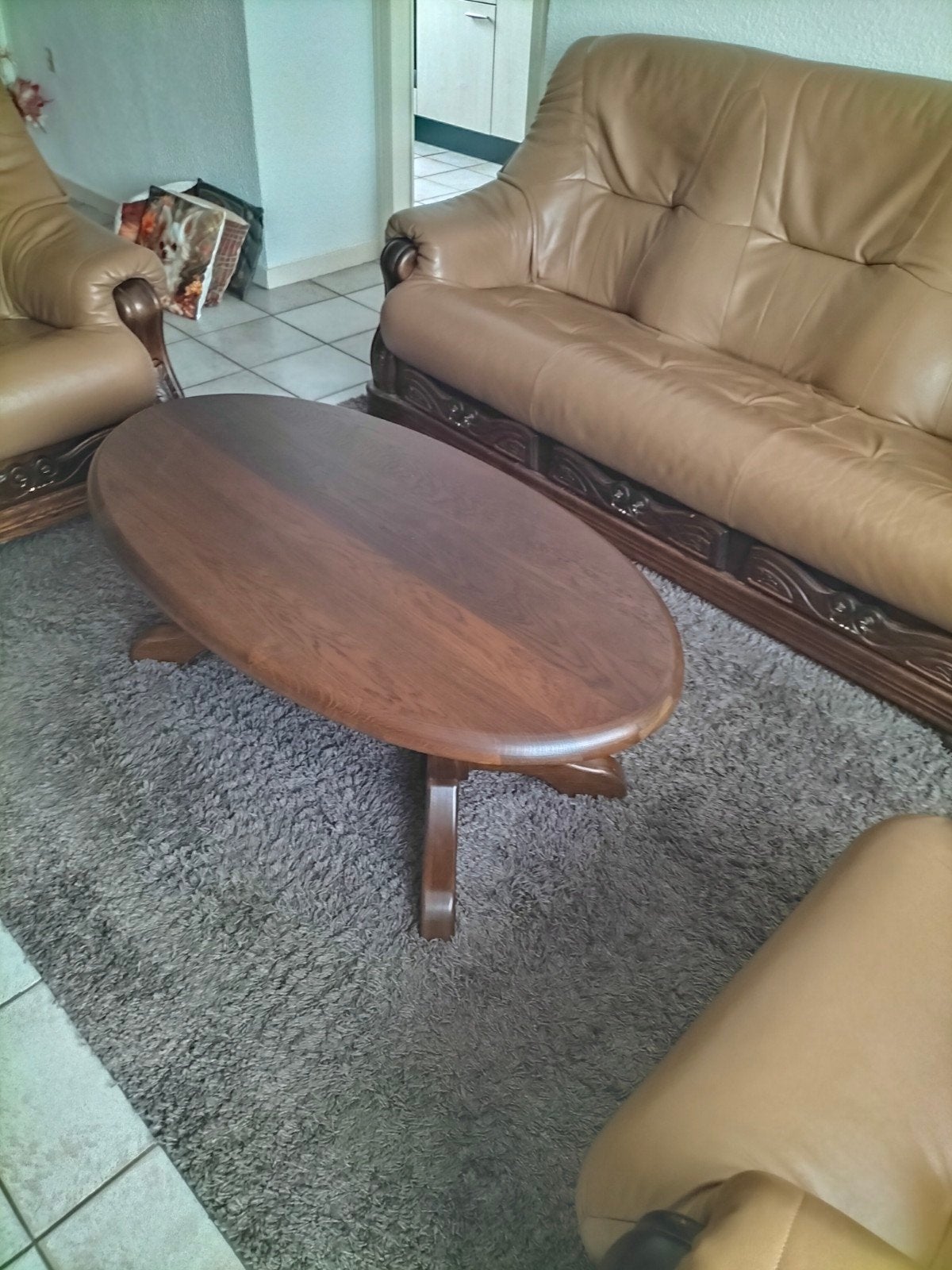 donker bruin, zitting licht bruin,  eikenhout, Ophalen, Gebruikt, Hout