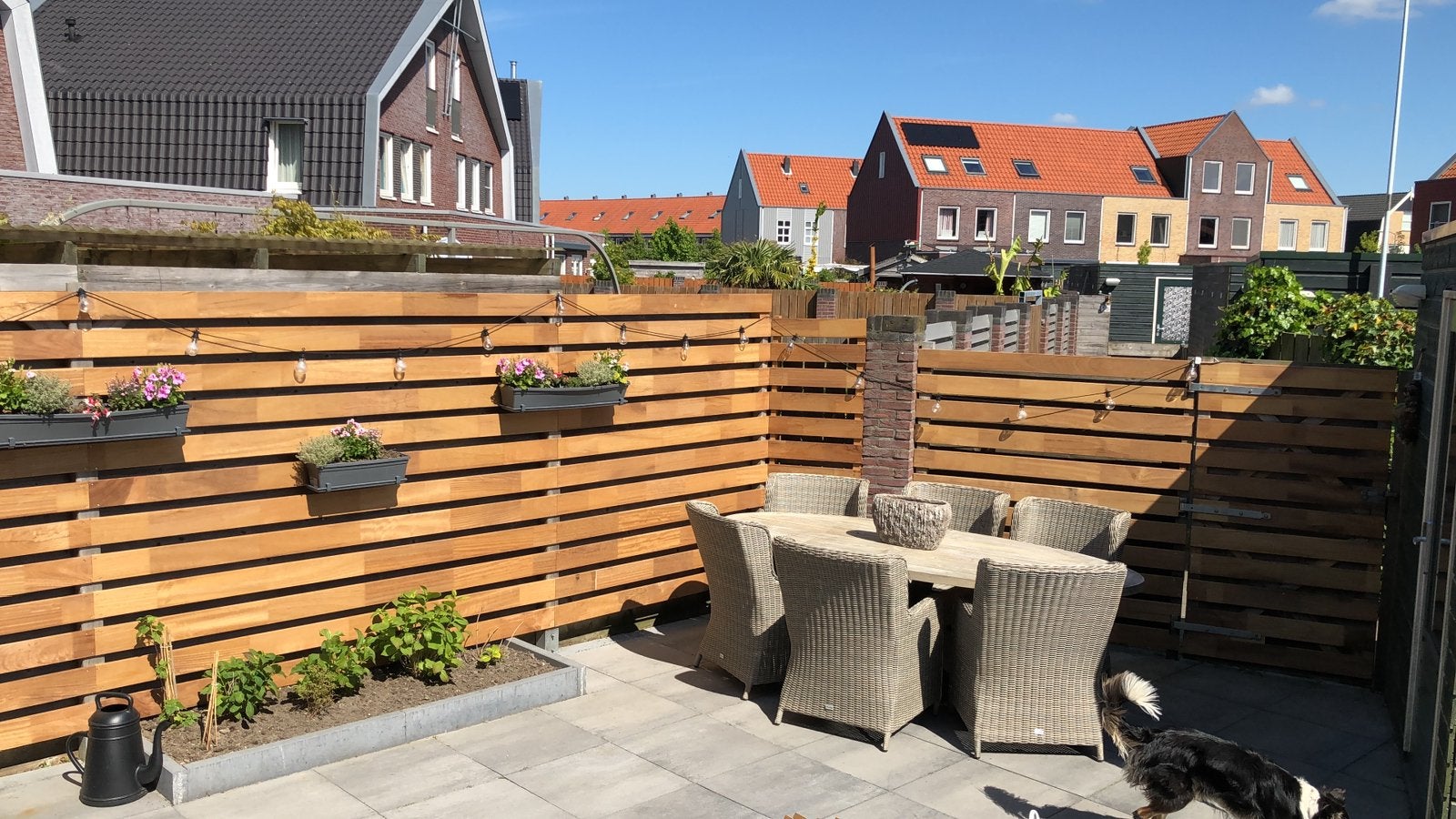 Mooie hardhout schutting planken en palen, Ophalen, 1 tot 2 meter, Minder dan 3 meter, Zo goed als nieuw