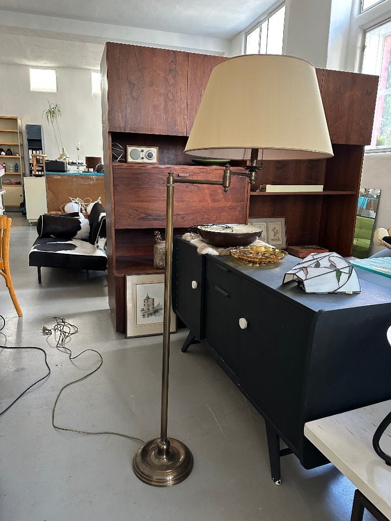 Mooie brocante, antieke, vintage schemerlamp, messing, Ophalen, Gebruikt, -, 100 tot 150 cm