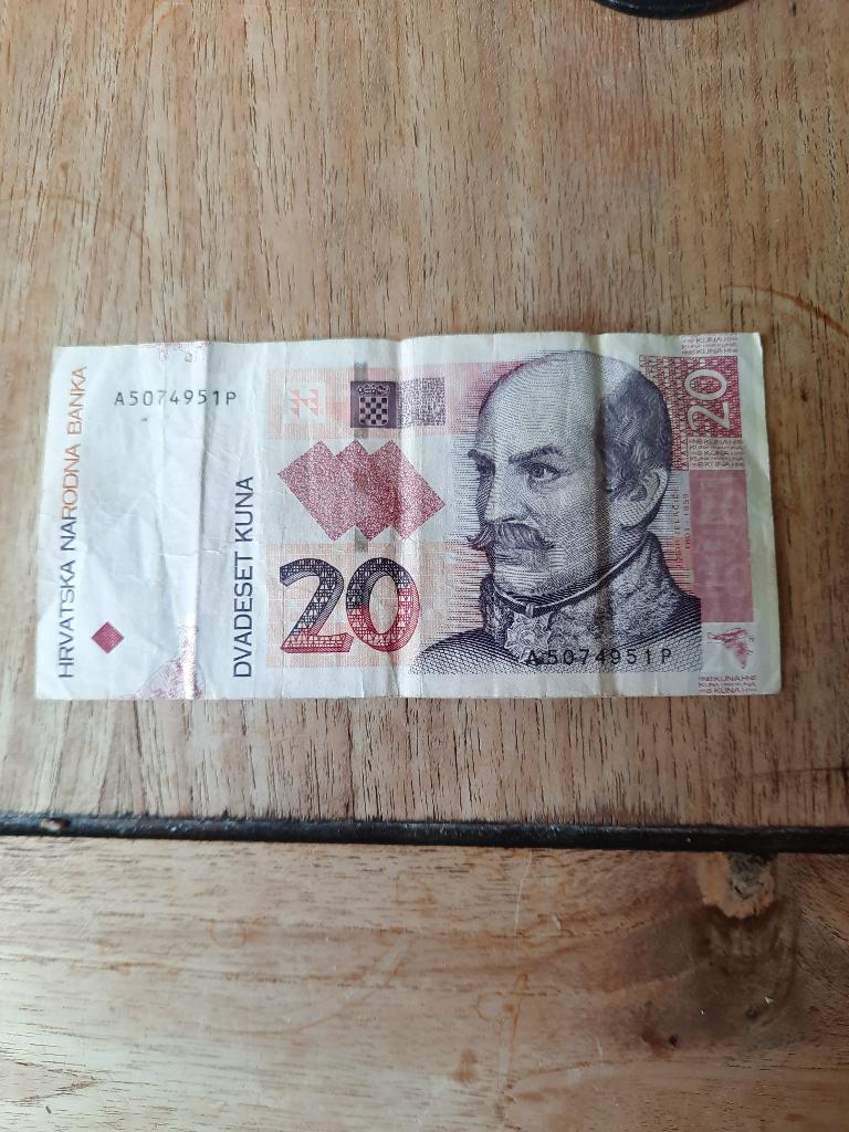 20 Kroatische Kuna, Postzegels en Munten, Bankbiljetten | Europa | Niet-Eurobiljetten, Ophalen of Verzenden, Overige landen, Los biljet