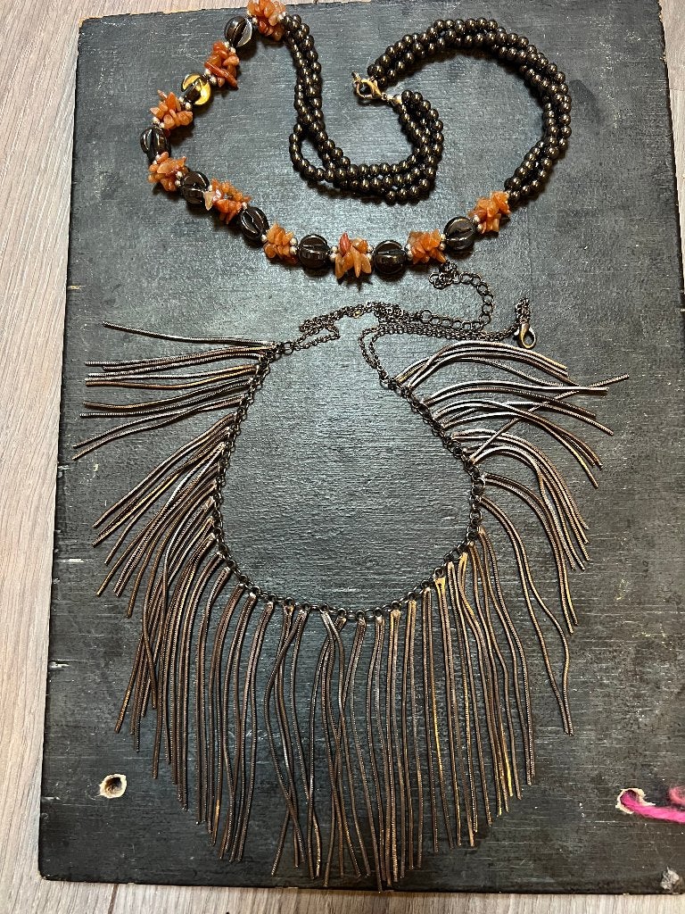 Vintage retro etnisch ketting verzilverd halfedelstenen bobo, Met hanger, Overige materialen, Ophalen of Verzenden, Zo goed als nieuw