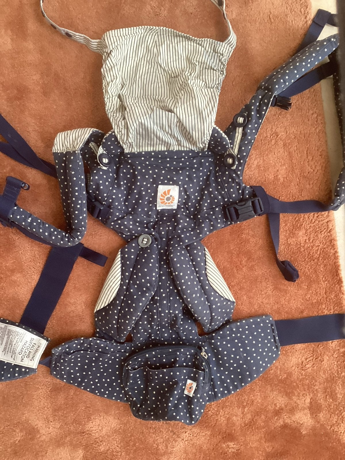 Ergobaby Omni 360 Draagzak - Blauw met Sterren, Kinderen en Baby's, Overige merken, Buik of Rug, Ophalen of Verzenden, Zo goed als nieuw