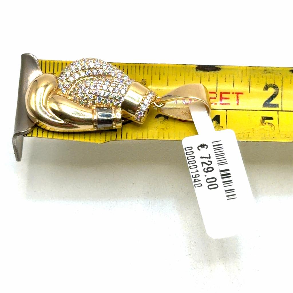 Gouden Bokshandschoen Hanger met Zirkonia, Overige voorstellingen, Www.bredajuwelier.nl, Nieuw, Ophalen of Verzenden