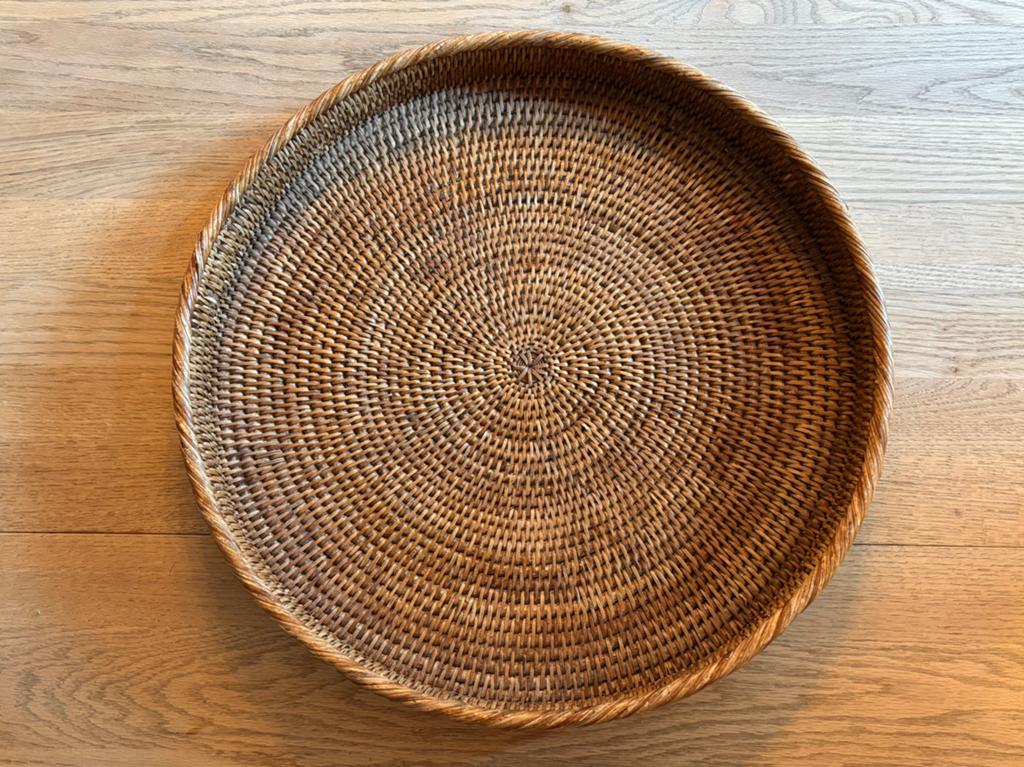 Birma rieten dienblad 50cm, Ophalen of Verzenden, Zo goed als nieuw, Rond, Riet