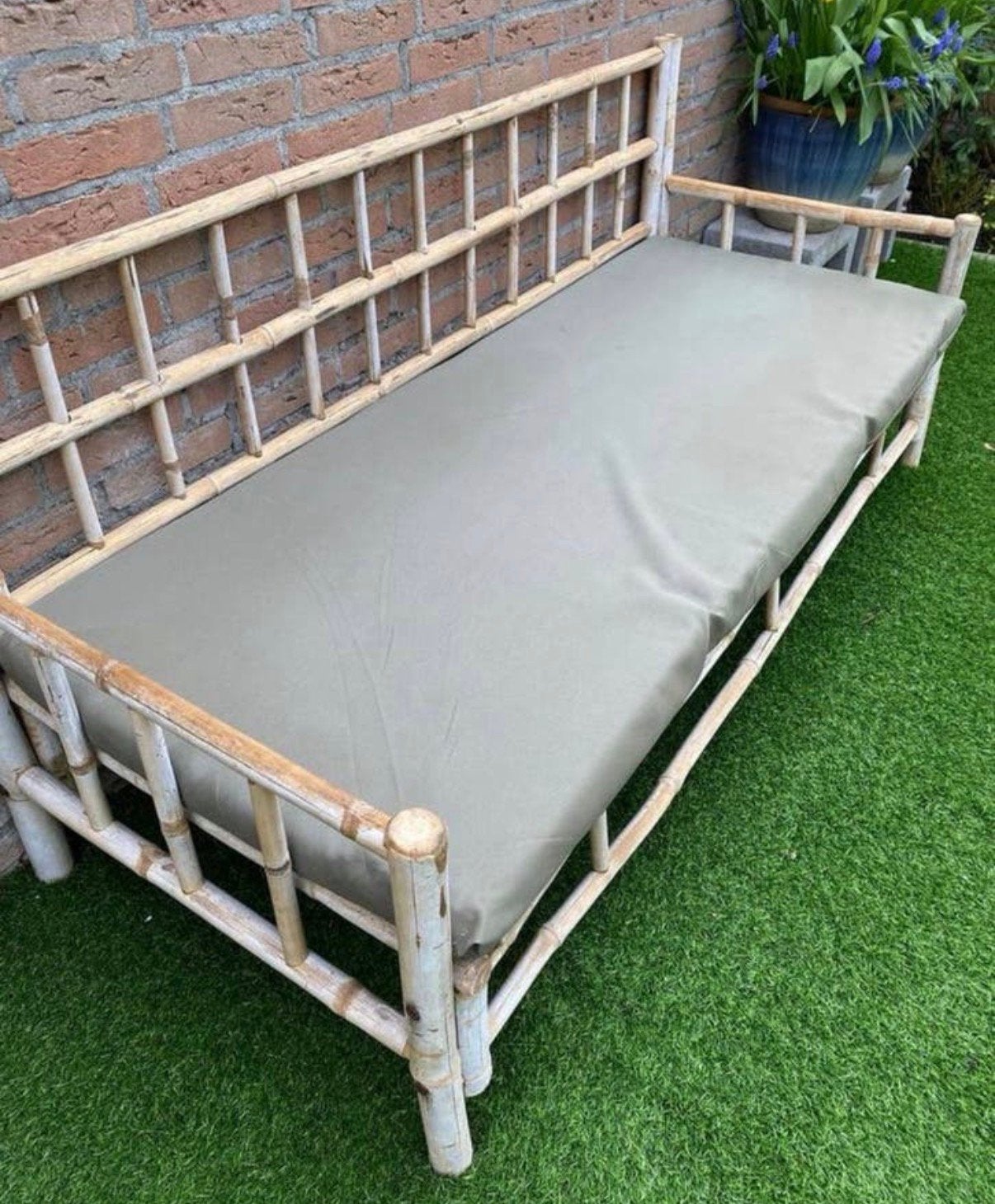 Gratis ophalen! Bamboe bank Padang - 3-zits - 80x180x70 cm, Ophalen, Gebruikt, Rotan