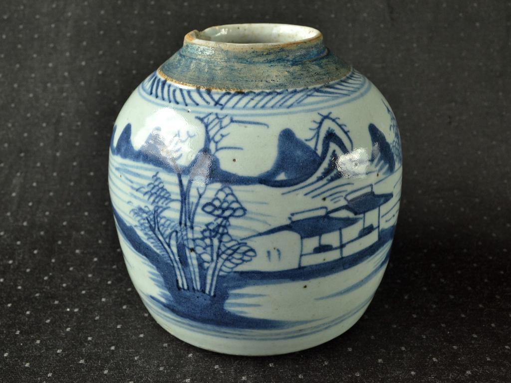 Antieke Chinese Gemberpot met blauw landschap – China 1800’s, Antiek en Kunst, Antiek | Keramiek en Aardewerk, Ophalen of Verzenden