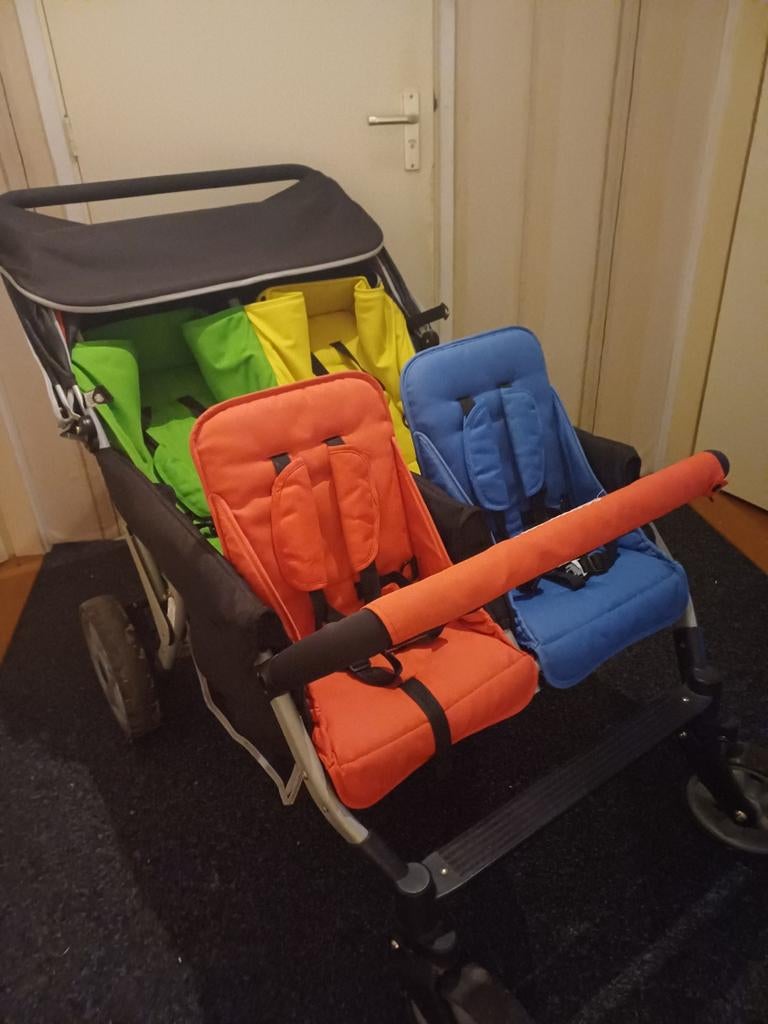 Familidoo vierlingwagen - Ideaal voor 3 of 4 kinderen, Gebruikt, Duowagen, Ophalen, Kinderwagen