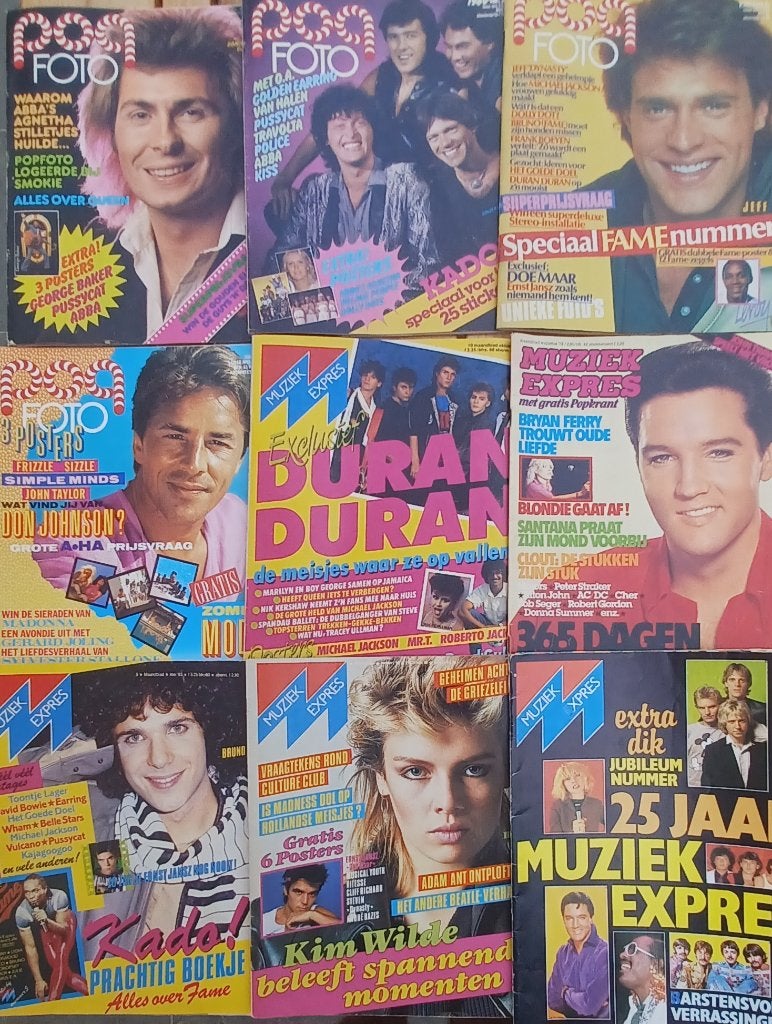 5x Muziek Expres + 4 x Popfoto // periode 1978 - 1986 //, Verzenden, Gelezen, Muziek, Film of Tv