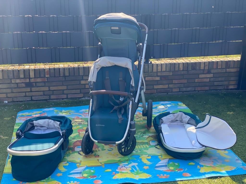 Twin Baby Stroller and Car Seat, Gebruikt, Verstelbare duwstang, Combiwagen, Ophalen