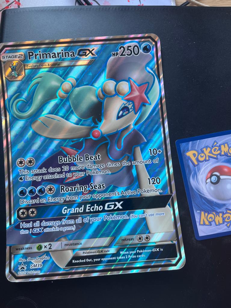 Primarina GX Jumbo Pokémon Kaart - SM39, Ophalen of Verzenden, Zo goed als nieuw, Losse kaart