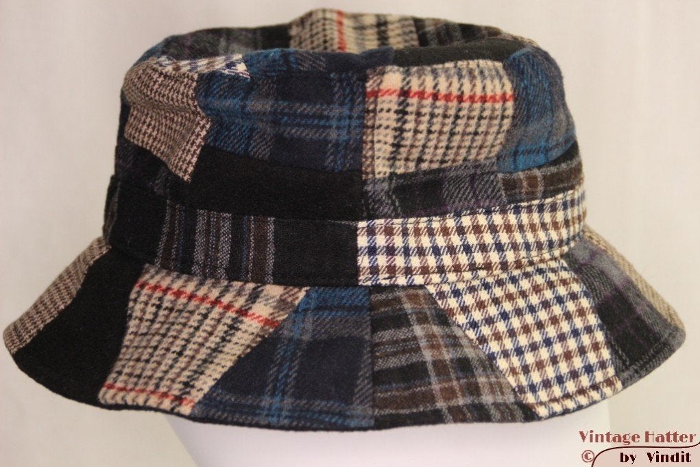buckethat Vissershoed patchwork blauw 57, 58 en 59 nieuw, Hoed, Hawkins, Nieuw, Ophalen of Verzenden