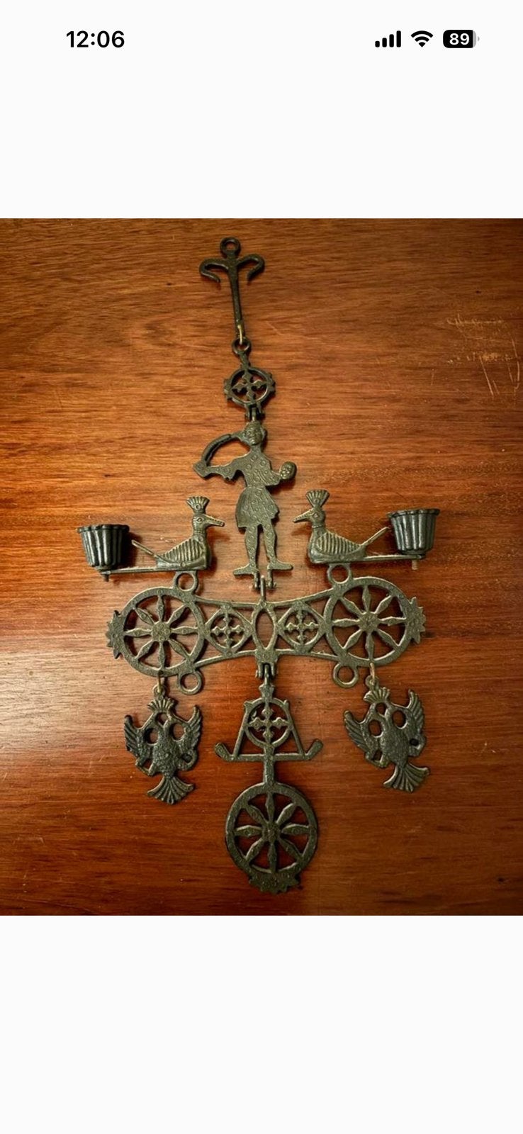 Antiek Byzantijns Kruis van Gezwart Messing, Ophalen of Verzenden, Koper of Brons