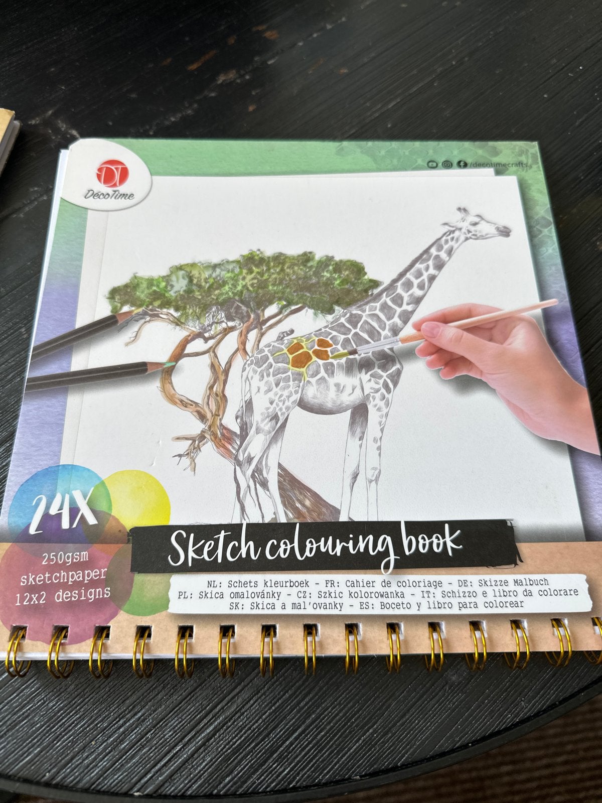 DecoTime Sketch Kleurboek - 24x 250gsm schetspapier, Hobby en Vrije tijd, Tekenen, Ophalen of Verzenden, Nieuw, Papier, Schets- of Tekenboek