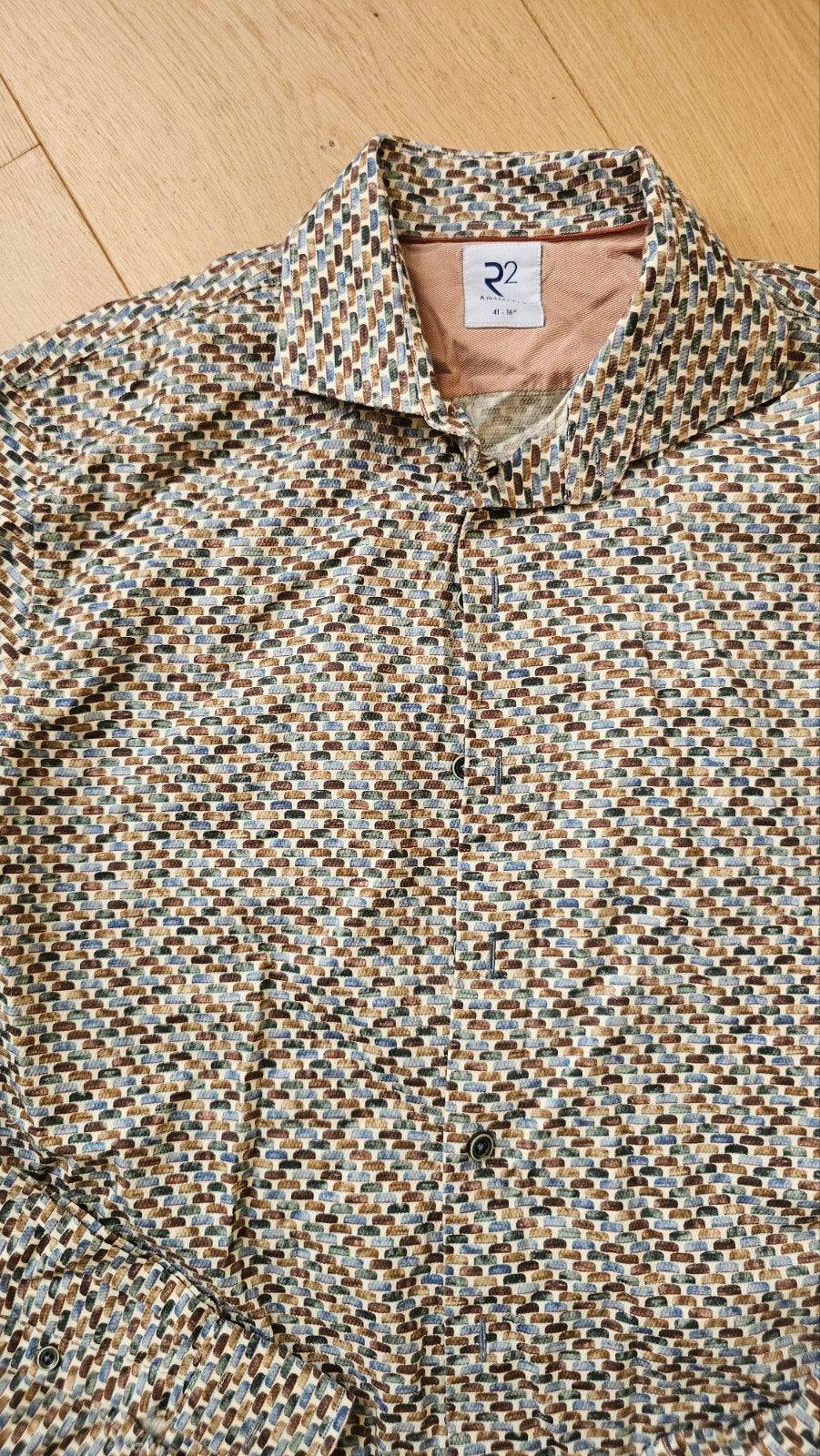 R2 Amsterdam heren overhemd maat L, Kleding | Heren, Blauw, Ophalen of Verzenden, Zo goed als nieuw, Halswijdte 41/42 (L)