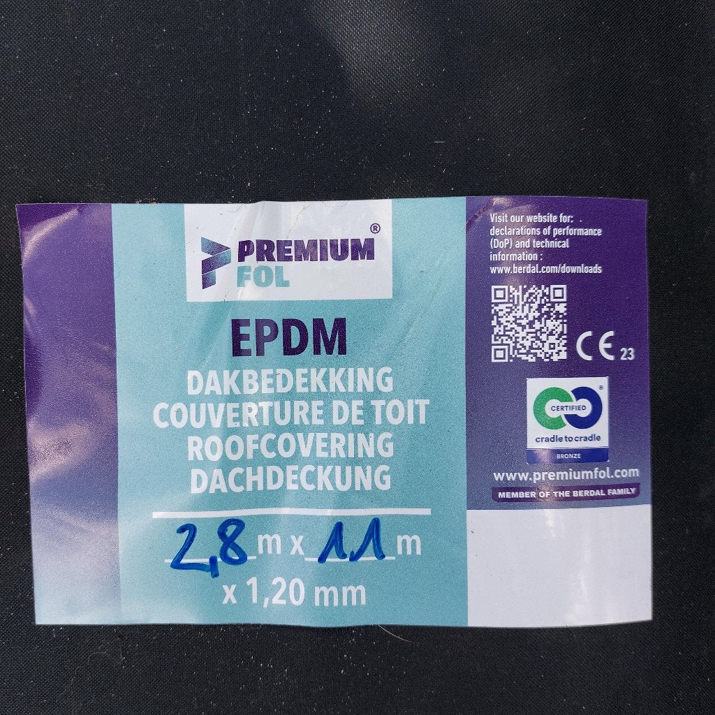 Premiumfol EPDM dakbedekking 2,8 x 11 m, Ophalen, Overige materialen, Zwart, Nieuw