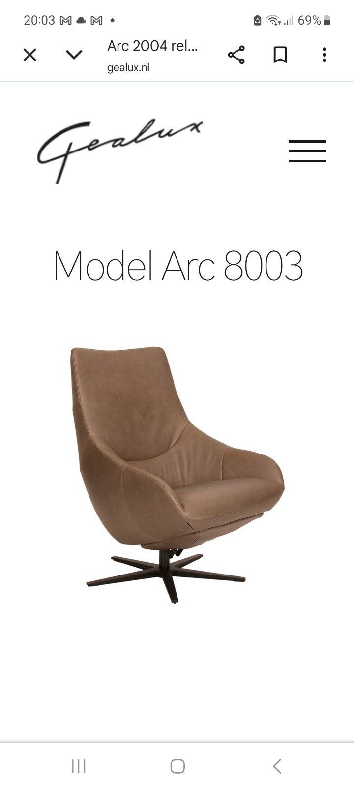 Gealux Arc 8003 fauteuil met uitschuifbare voetensteun, Huis en Inrichting, 75 tot 100 cm, Ophalen of Verzenden, Zo goed als nieuw