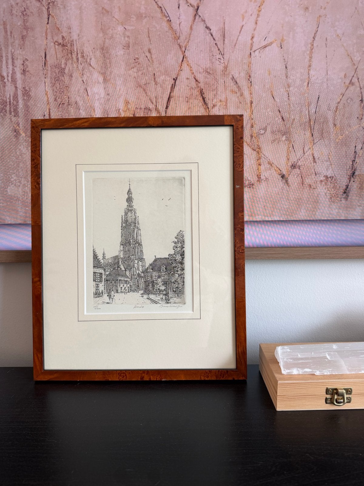Ets Grote Kerk Breda door A.Doestdijns, gesigneerd,genummerd, Stadsgezicht, Ophalen of Verzenden, Gesigneerd, 1950 - 1999
