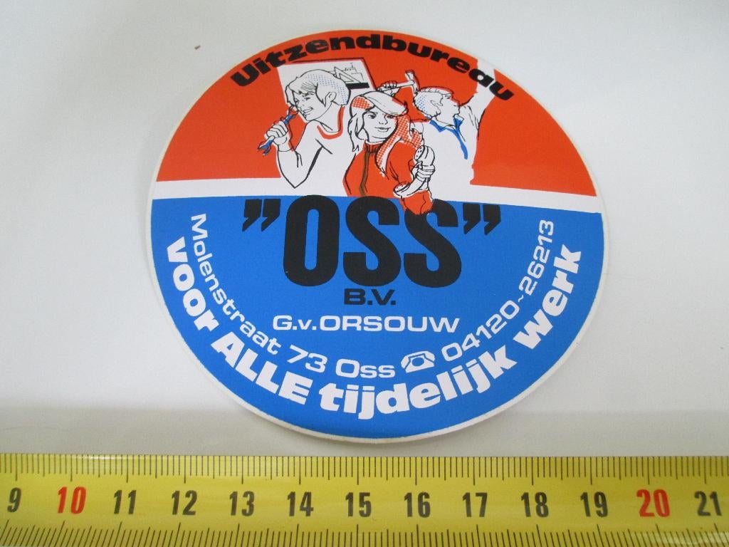 sticker Uitzendbureau OSS G. v. Orsouw Molenstraat 73, Ophalen, Zo goed als nieuw