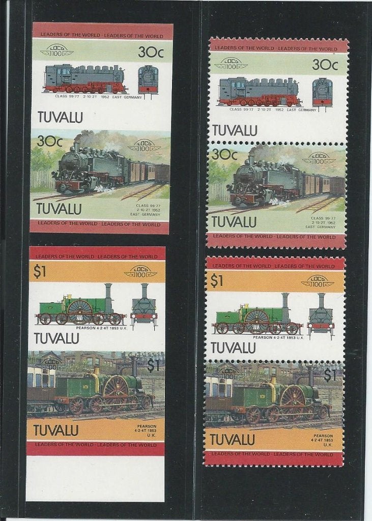 Tuvalu- 2 x ongetand = motief Treinen, Ophalen of Verzenden, Postfris