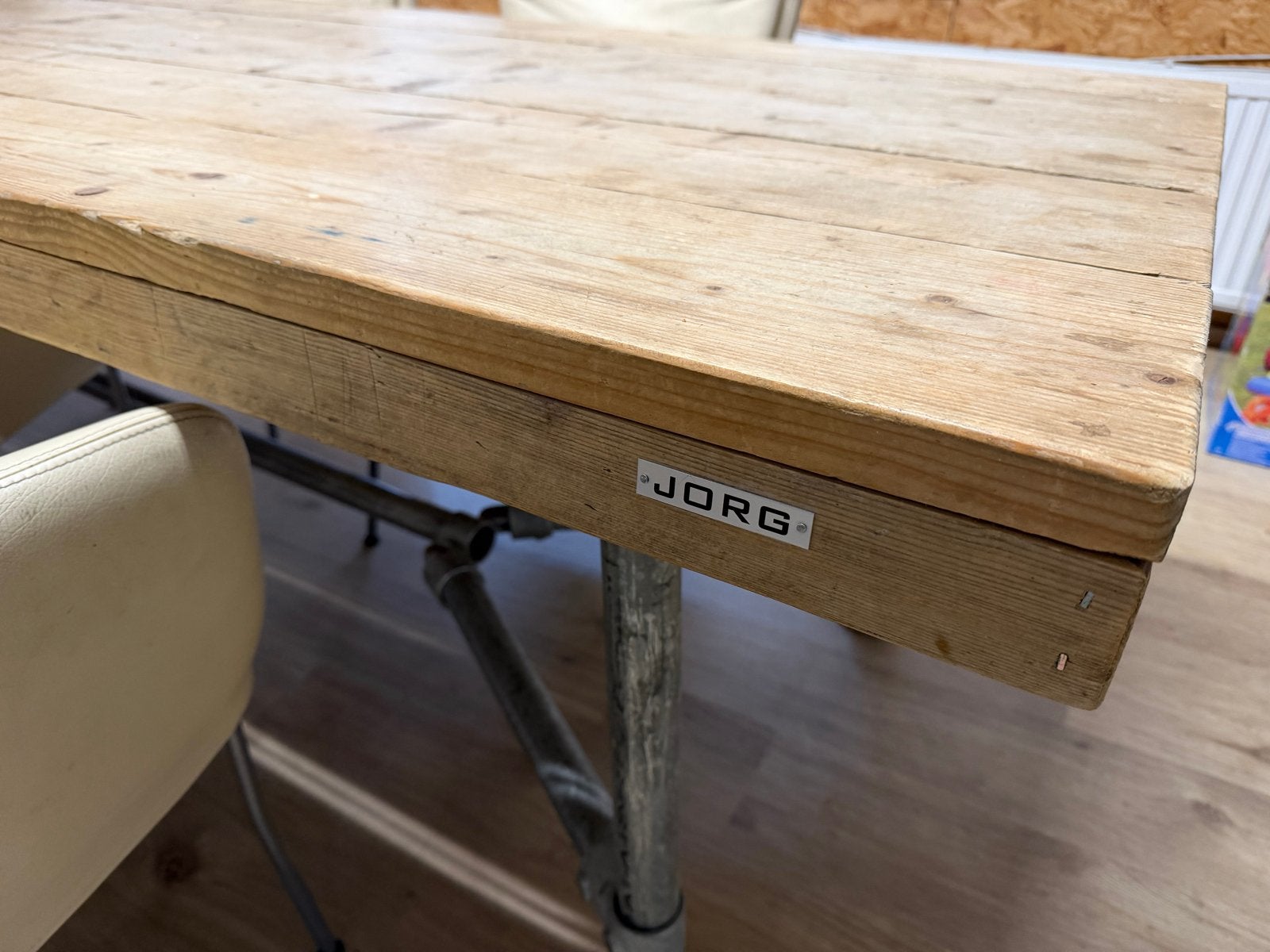 Jorg industriële tafel - 250x100cm, Gebruikt, 200 cm of meer, Vijf personen of meer, Rechthoekig
