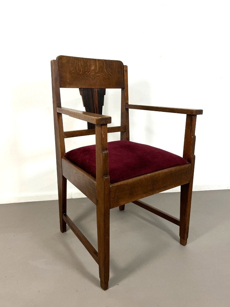 Art Deco Amsterdamse school eiken fauteuil, jaren 1930, Ophalen
