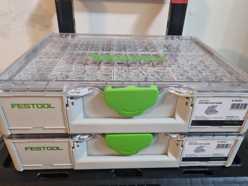 2 x Festool Systainer³ Organizer SYS3 ORG M 89  z.g.a.n, Ophalen of Verzenden, Gevuld, Zo goed als nieuw