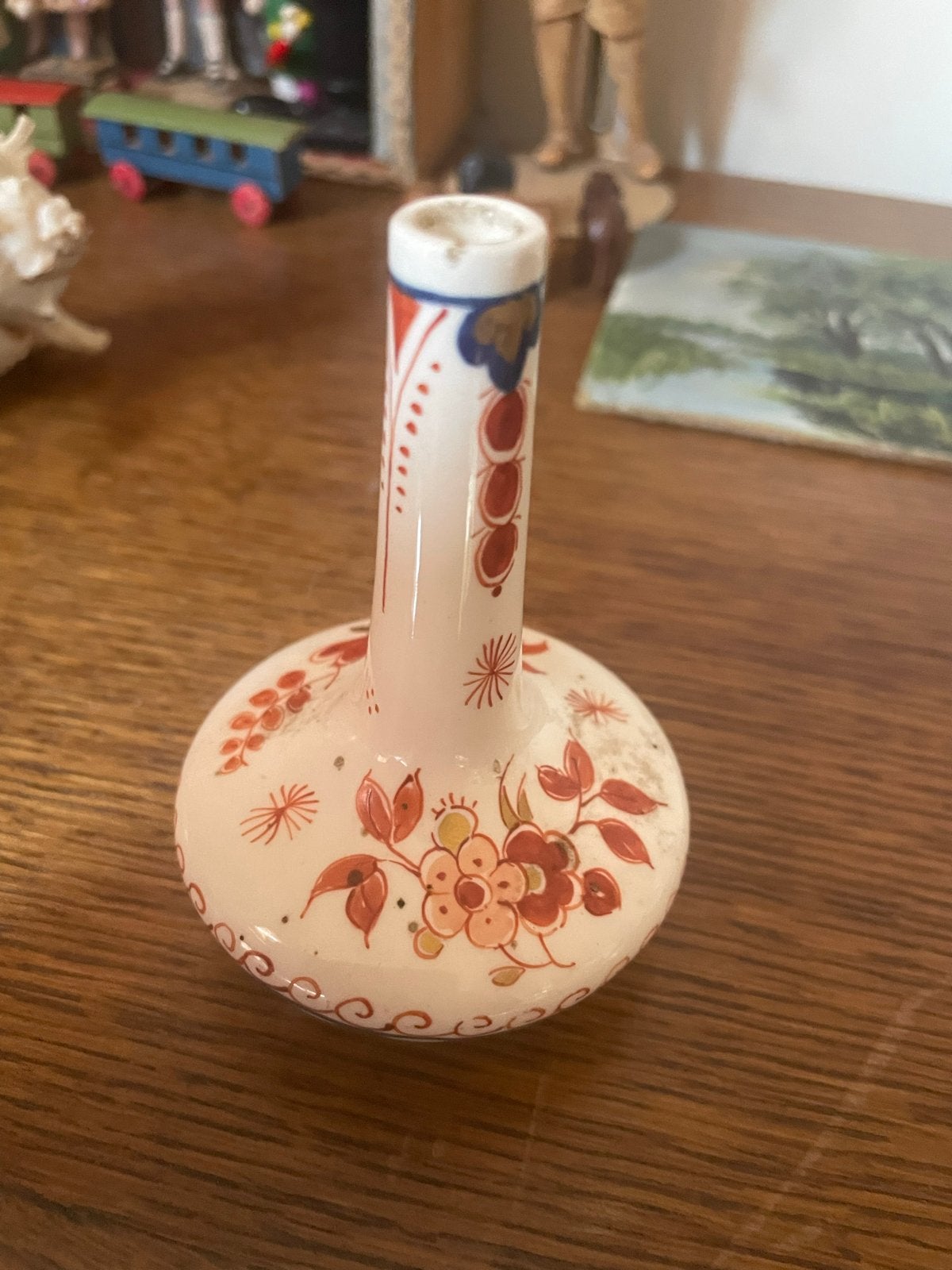 Antiek Delfts aardewerk vaasje handgeschilderd, Ophalen of Verzenden