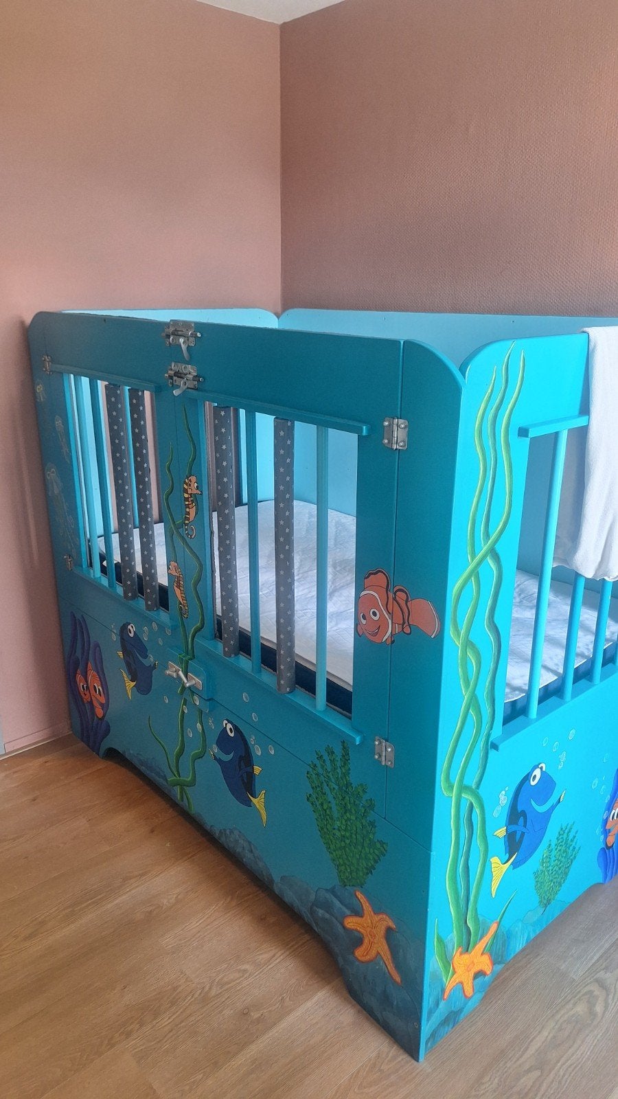 Kinderbed Nemo en Dory met bedhekjes 175 × 100, 85 tot 100 cm, Gebruikt, 160 tot 180 cm, Ophalen