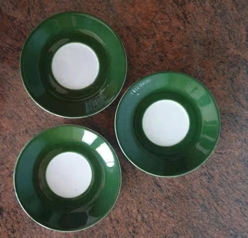 3 st Vintage groene (koffie) schotels Pagnossin Italy 7011, Ophalen of Verzenden
